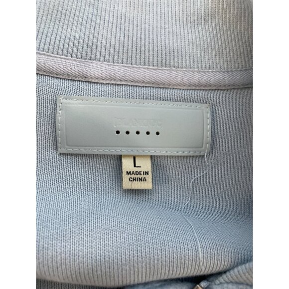 Blank NYC Bomber Jacket Size Large Fleece Sherpa Front Zip Light Blue Cozy Soft - Picture 3 of 7